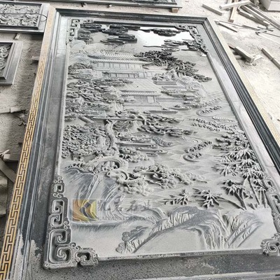 會(huì)所浮雕 山水畫(huà)浮雕照壁 百福浮雕照壁雕刻現(xiàn)場(chǎng)